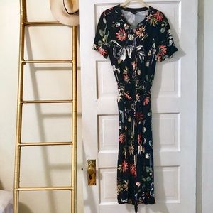 Floral print, wide-leg jumpsuit